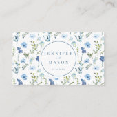 青い水彩花のウェディングRSVP QRコードカード エンクロージャーカード (裏面)