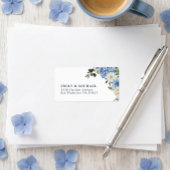 青い水彩花の返信先ラベル ラベル