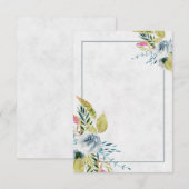 青い水彩花束のウェディング 招待状 (正面/裏面)