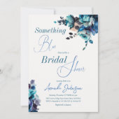 青い水彩花束 ブライダルシャワーパーティー 招待状 (正面)