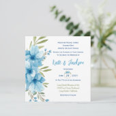 青い水彩花模様のスクエア招待状 招待状 (スタンド正面)