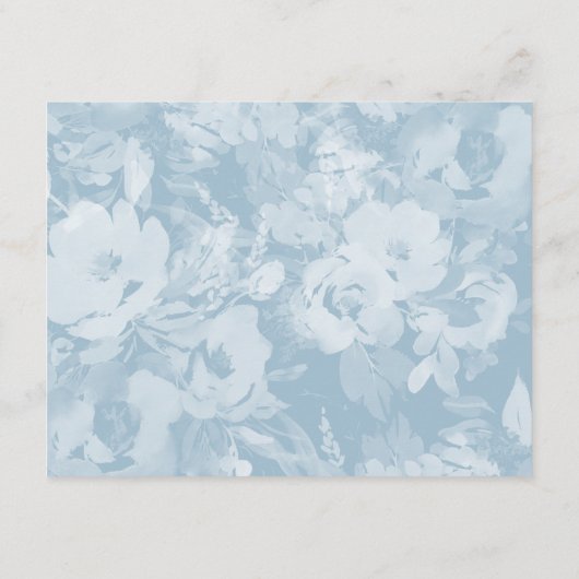 青い水彩花模様結婚の延期カード エンクロージャーカード (裏面)