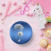 青い水彩花 ペーパーボウル (パーティー)