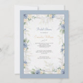青い水彩花 招待状 (正面)