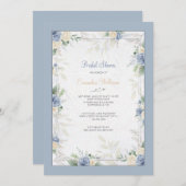 青い水彩花 招待状 (正面/裏面)