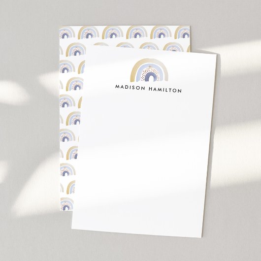 青い水彩虹彩のオーダーメイド便箋 ノートカード