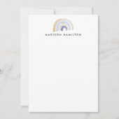 青い水彩虹彩のオーダーメイド便箋 ノートカード (正面)