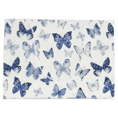 青い水彩蝶の花嫁の友人への感謝のギフト ラージペーパーバッグ (裏面)