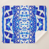 青い水彩部族的な民族的シームレスなパターン シェルパブランケット (正面(横))