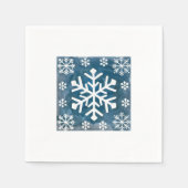 青い水彩雪の結晶 スタンダードカクテルナプキン (正面)