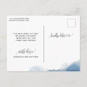 青い水彩、婚約しました、エンゲージメント 案内ポストカード (裏面)