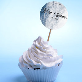 青い水彩 海岸 オーシャン ビーチ ウェディング ラウンドシール