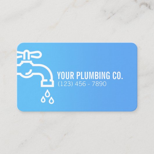 青い水栓配管工名刺 名刺 (正面)