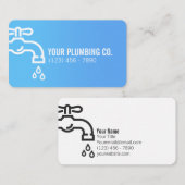 青い水栓配管工名刺 名刺 (正面/裏面)