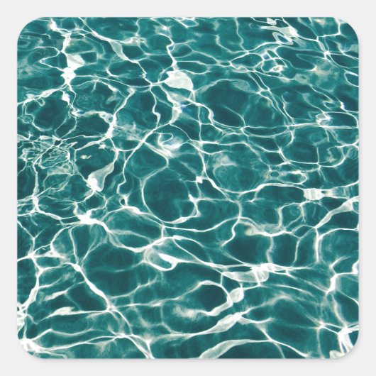 青い水模様 スクエアシール (正面)