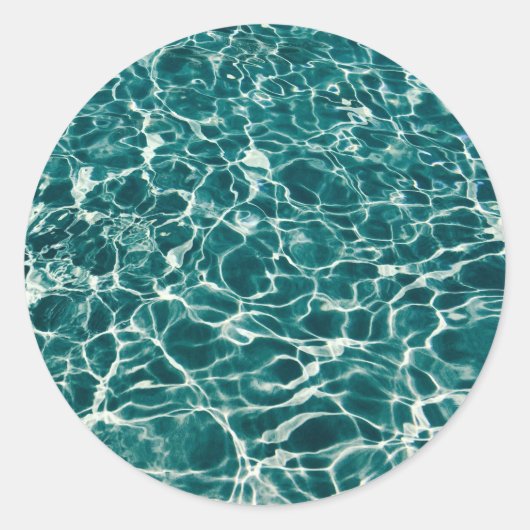 青い水模様 ラウンドシール (正面)