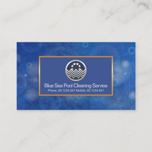 青い水泡金ゴールドフレームプール 名刺 (正面)