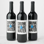 青い水滴のアイコンで「もっと水を飲もう」 ワインラベル (ボトル)