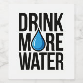 青い水滴のアイコンで「もっと水を飲もう」 ワインラベル (シングルラベル)