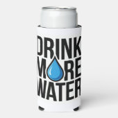 青い水滴のアイコンでDRINK MORE WATER スリム缶クーラー (Seltzer正面)