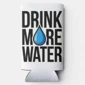 青い水滴のアイコンでDRINK MORE WATER スリム缶クーラー (裏面)