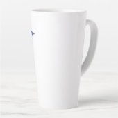 青い水滴のデザイン カフェラテマグ (右アングル)