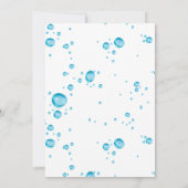 青い水滴のパターン 水彩 ベビーシャワー 招待状 (裏面)