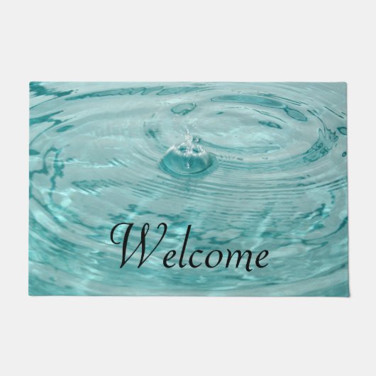青い水滴の波紋Doormat ドアマット (正面)