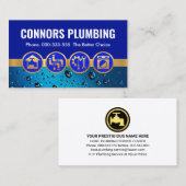 青い水滴の給排水衛生設備配管アイコン 名刺 (正面/裏面)