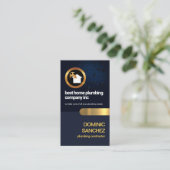 青い水滴画層金ゴールドタブ給排水衛生設備請負業者 名刺 (スタンド正面)