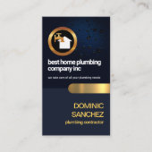 青い水滴画層金ゴールドタブ給排水衛生設備請負業者 名刺 (正面)