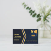 青い水滴金ゴールド矢印配管配管配管配管配管配管 名刺 (スタンド正面)