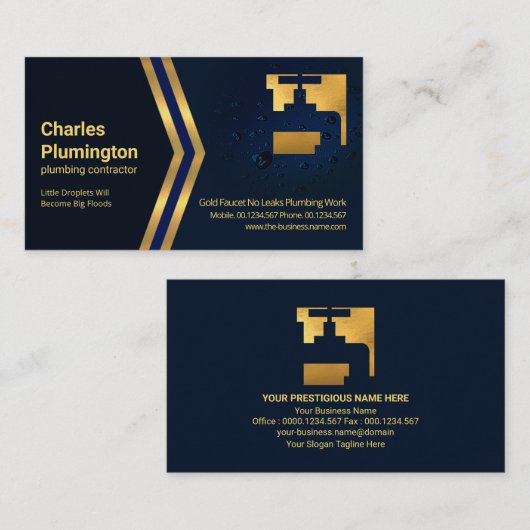 青い水滴金ゴールド矢印配管配管配管配管配管配管 名刺 (正面/裏面)