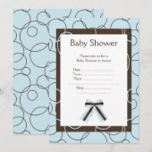 青い水玉のベビーシャワー招待状 招待状 (正面/裏面)