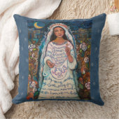 青い水玉模様が付いているあられのメリー祈りの言葉の枕 クッション (ブランケット)