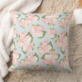 青い水玉模様が付いている美しいばら色パターン クッション (ブランケット)