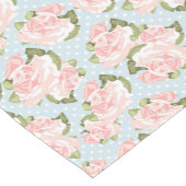 青い水玉模様が付いている美しいばら色パターン ショートテーブルランナー (コーナー)