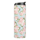 青い水玉模様が付いている美しいばら色パターン タンブラー (回転左)