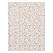 青い水玉模様が付いている美しいばら色パターン テーブルクロス (正面)