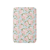 青い水玉模様が付いている美しいばら色パターン バスマット (正面縦)