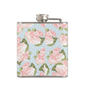 青い水玉模様が付いている美しいばら色パターン フラスク (裏面)