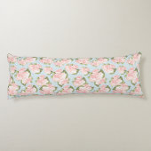 青い水玉模様が付いている美しいばら色パターン ボディピロー (裏面)