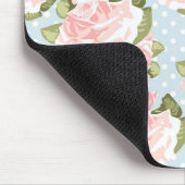 青い水玉模様が付いている美しいばら色パターン マウスパッド (コーナー)