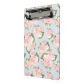 青い水玉模様が付いている美しいばら色パターン ミニクリップボード (アングル2)