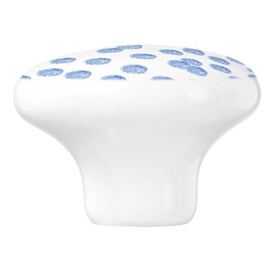 青い水玉模様が付いている陶磁器のノブ セラミックノブ (側面)