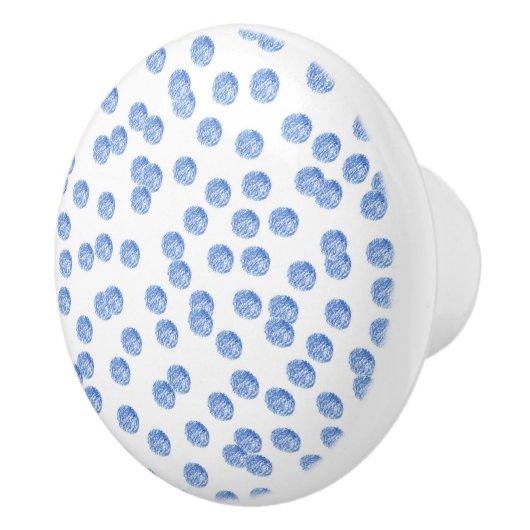 青い水玉模様が付いている陶磁器のノブ セラミックノブ (右)