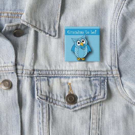 青い水玉模様のフクロウ|のベビーシャワーのテーマ 缶バッジ (インサイチュ)