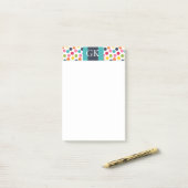 青い水玉模様のモノグラムのポスト・イット ポストイット (デスク上)