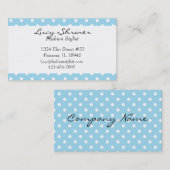 青い水玉模様のレトロのスタイルのファッションカード 名刺 (正面/裏面)