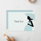 青い水玉模様の傘はNotecard感謝していしています ノートカード (正面/裏面インサイチュ)